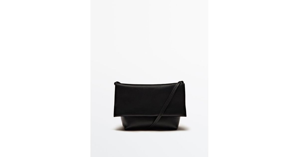 MASSIMO DUTTI Nappa Leather Crossbody Bag With Flap in Black Lyst