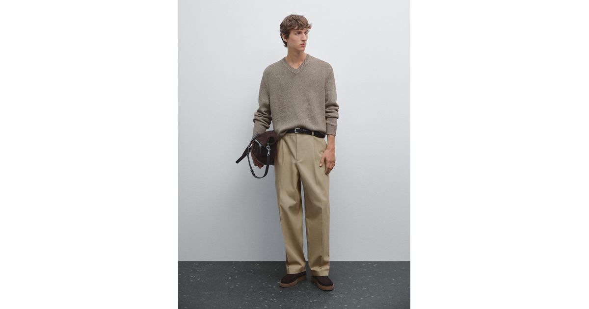 V Neck Kaschmir Pullover Verwaschen MASSIMO DUTTI Melange Knit V