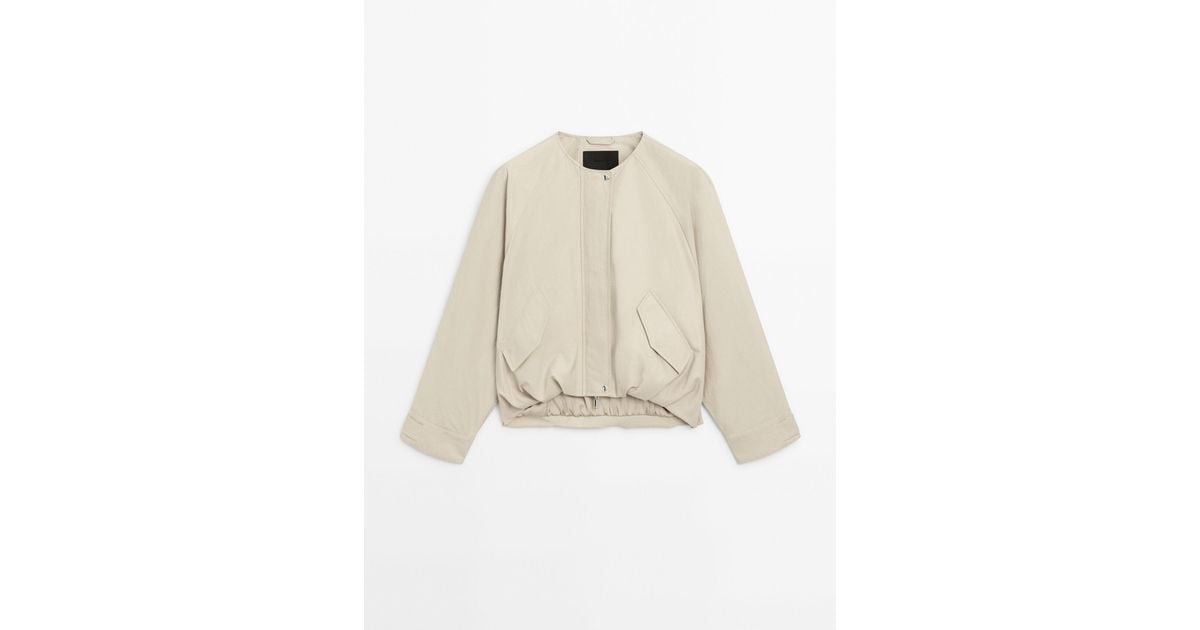 MASSIMO DUTTI Bomber Jacket With Voluminous Back in Natural Lyst UK