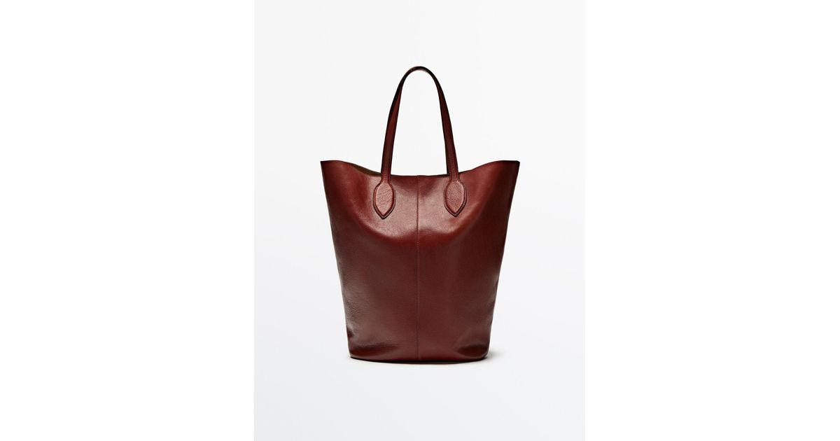 MASSIMO DUTTI Leather Tote Bag - Limited Edition in Red | Lyst