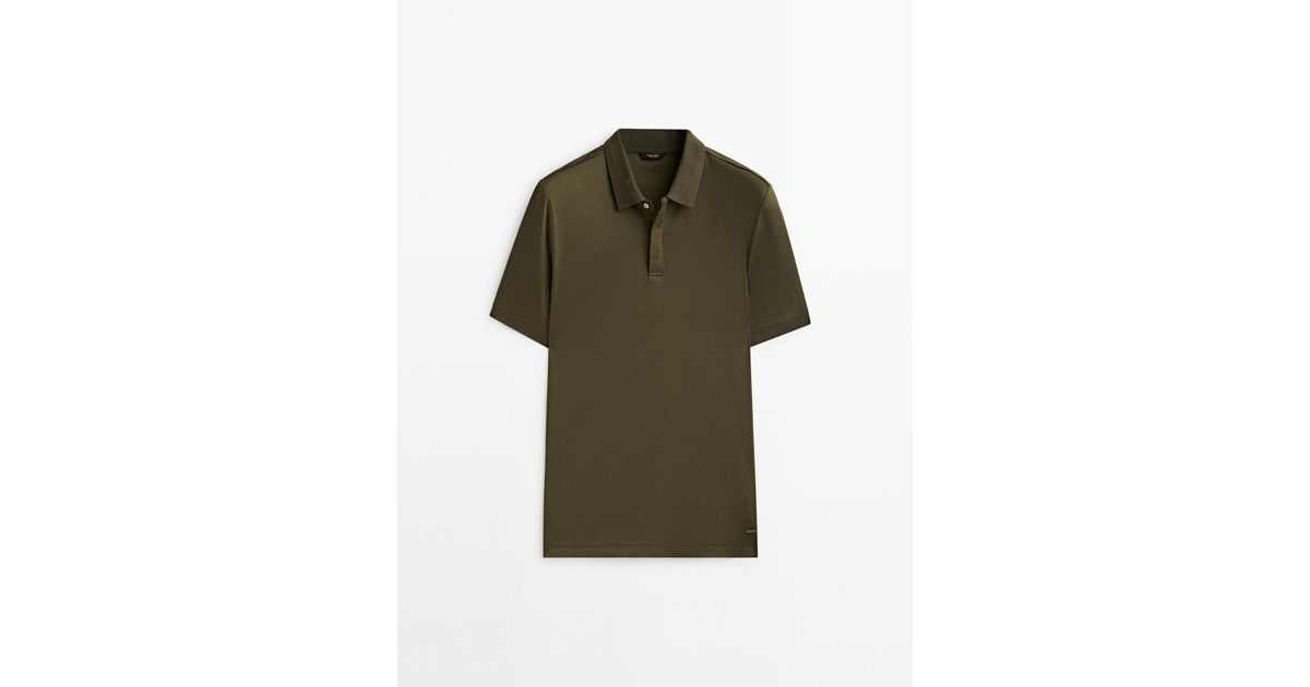 MASSIMO DUTTI Mercerised Cotton Blend Polo Shirt in Green for Men | Lyst