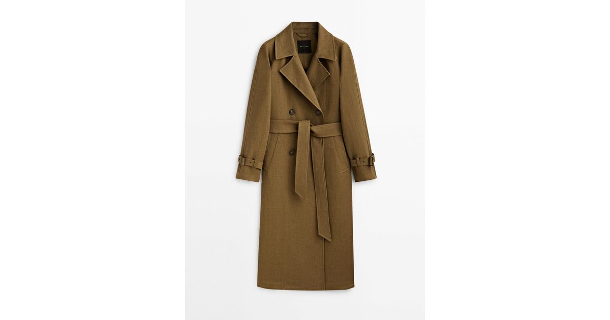 MASSIMO DUTTI 100% Rustic Linen Trench Coat in Natural | Lyst