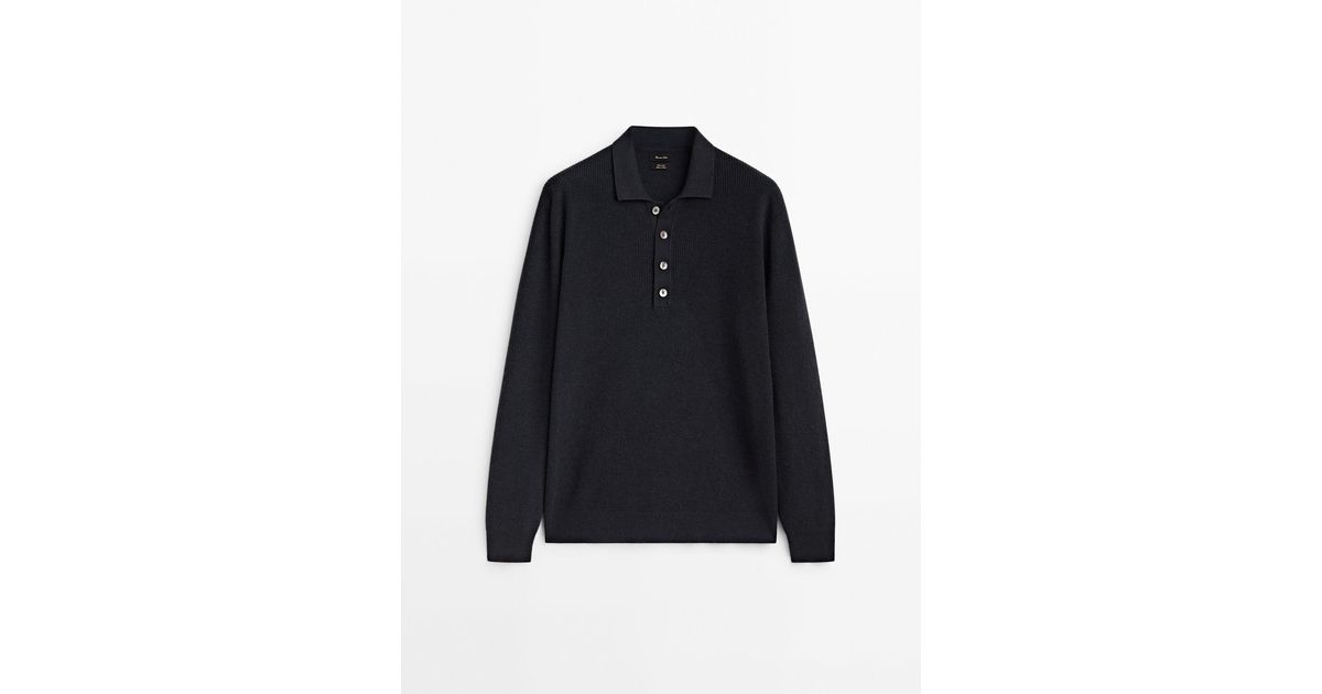 MASSIMO DUTTI Purlknit Polo Sweater in Blue for Men Lyst