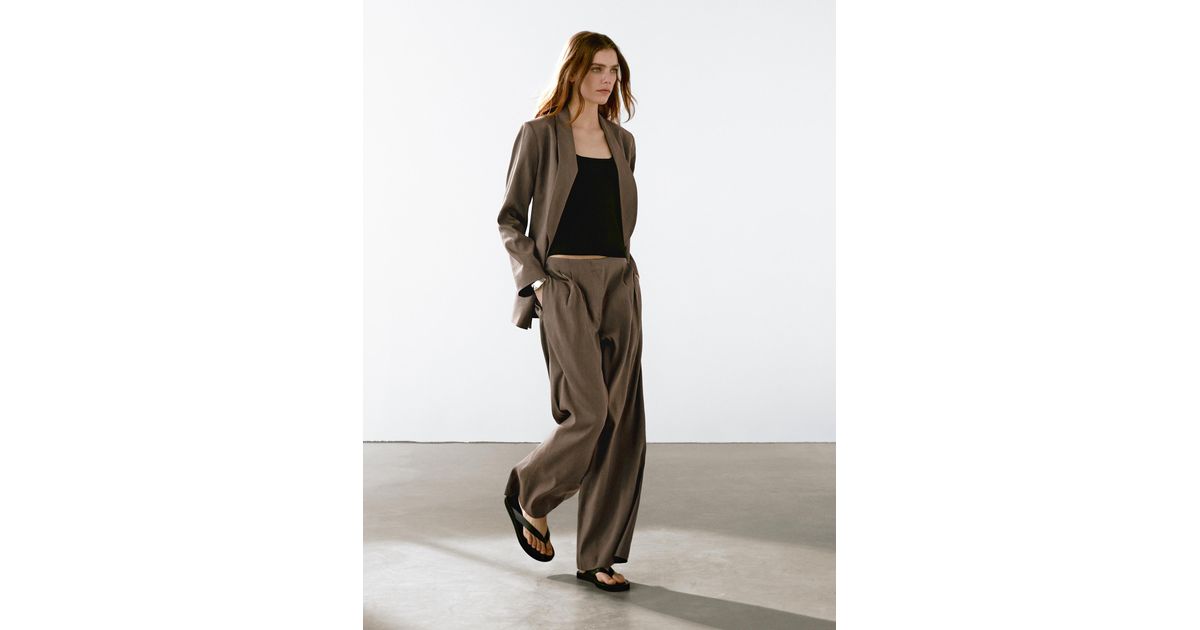 Massimo Dutti：Linen blend straight-leg trousers with darts 05046665610-o6.jpg?ts=