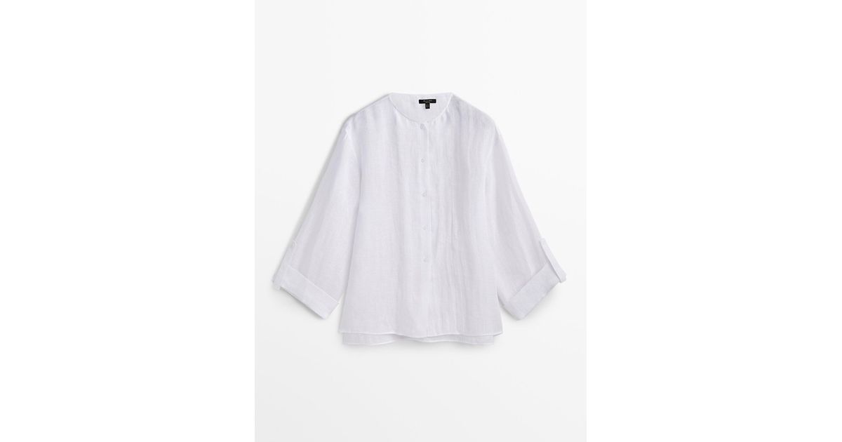 MASSIMO DUTTI 100 Linen Shirt With Wide Sleeves in White Lyst