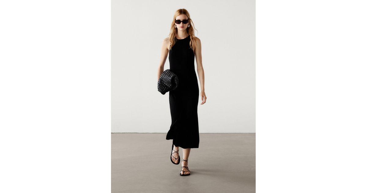 strapless open back dress MASSIMO DUTTI Ladies Grey Dresses Ribbed Stretch Dress UK XS – ReThread main image 1