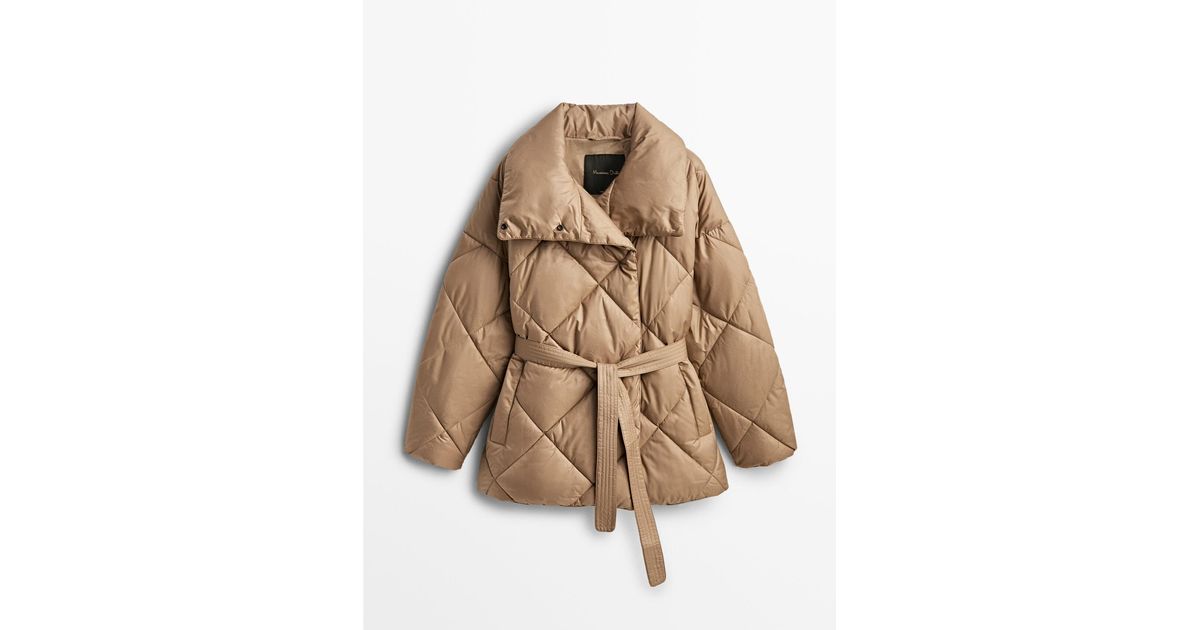 MASSIMO DUTTI Double-breasted Puffer Jacket in Natural | Lyst