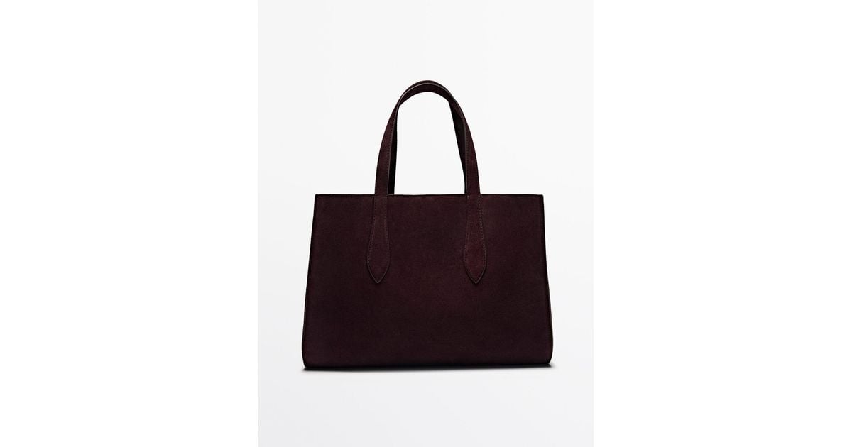 MASSIMO DUTTI Half Icon Split Suede Bag in Purple | Lyst UK