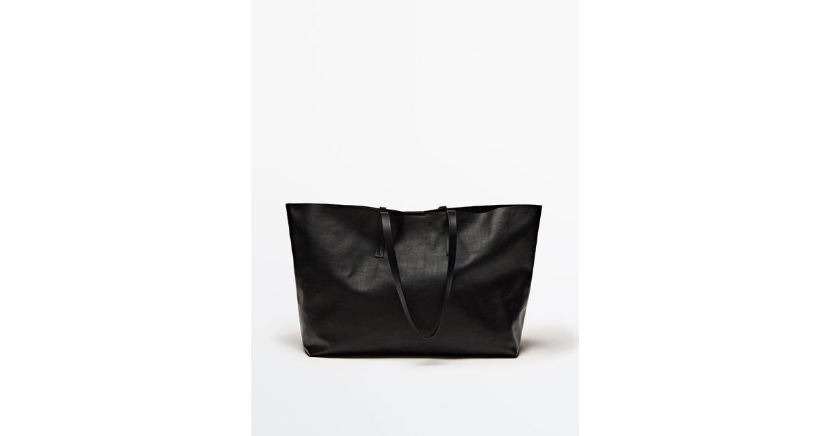 MASSIMO DUTTI Nappa Leather Tote Bag in Black Lyst