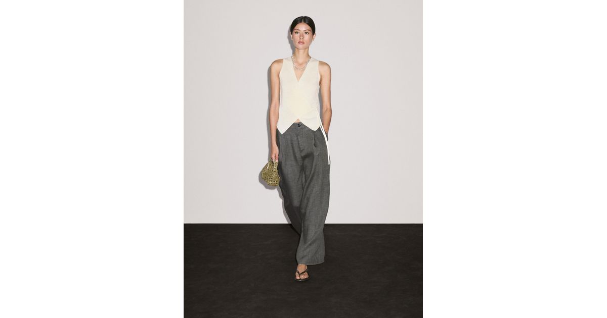 Veste Sans Manches Cache-Cœur En Maille Avec Lien MASSIMO