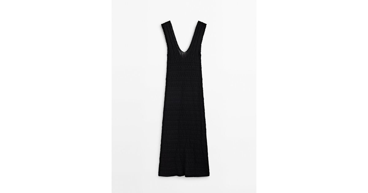 MASSIMO DUTTI Crochet Knit Dress With Buttons At The Back studio in
