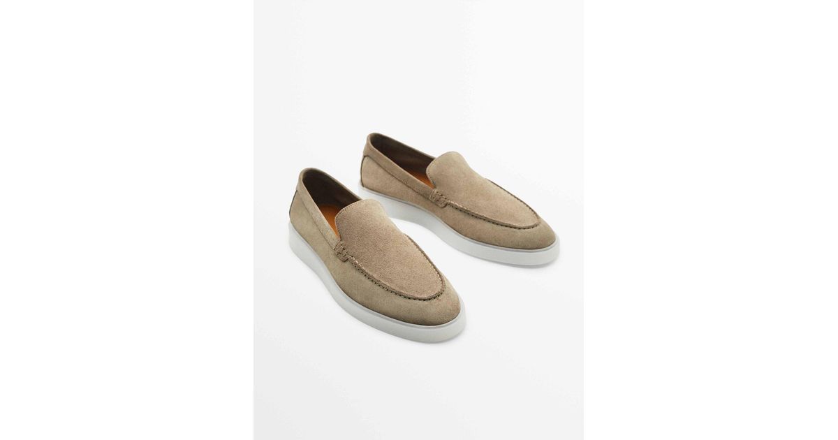MASSIMO DUTTI Sand Split Suede Translucent Loafers in Natural for Men ...