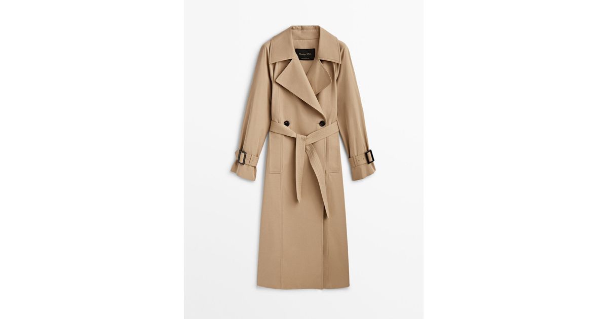 MASSIMO DUTTI Loose-fitting Trench Coat With Belt in Natural | Lyst
