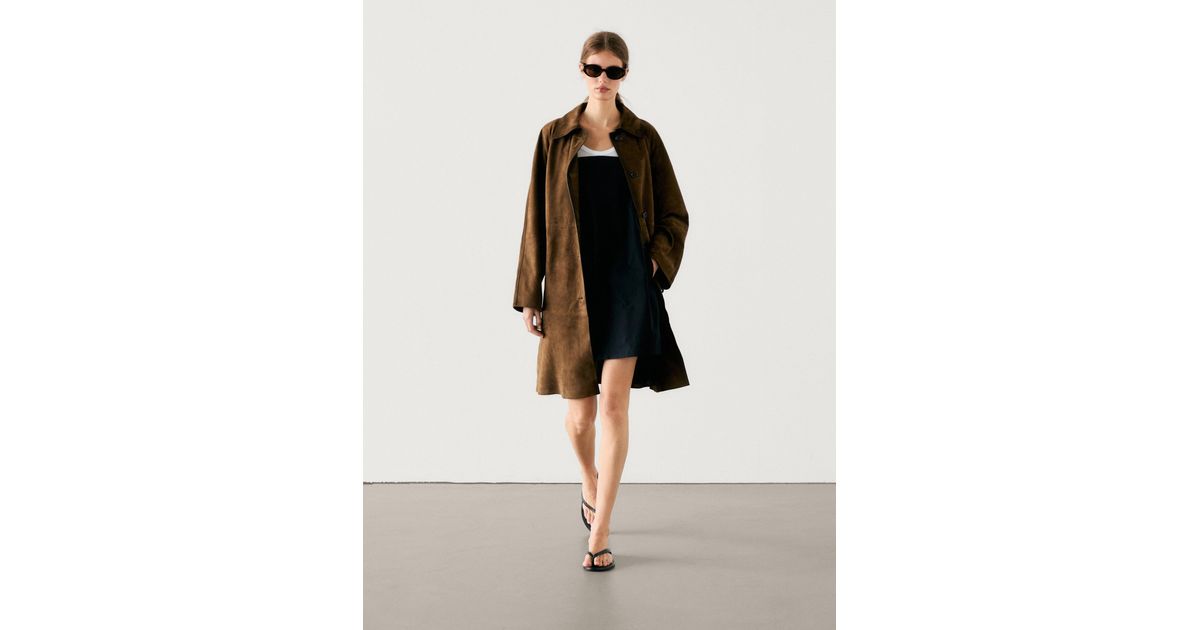 MASSIMO DUTTI Trenchcoat Aus Leder Und Wildleder in Weiß