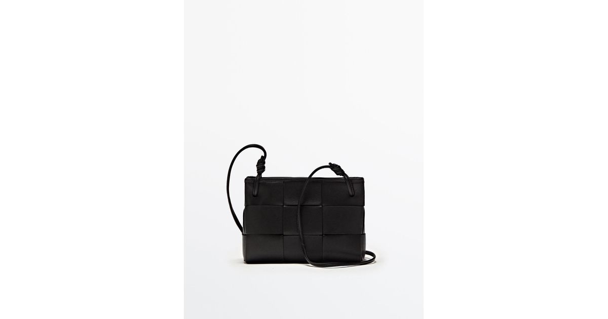 MASSIMO DUTTI Braided Leather Crossbody Bag in Black Lyst