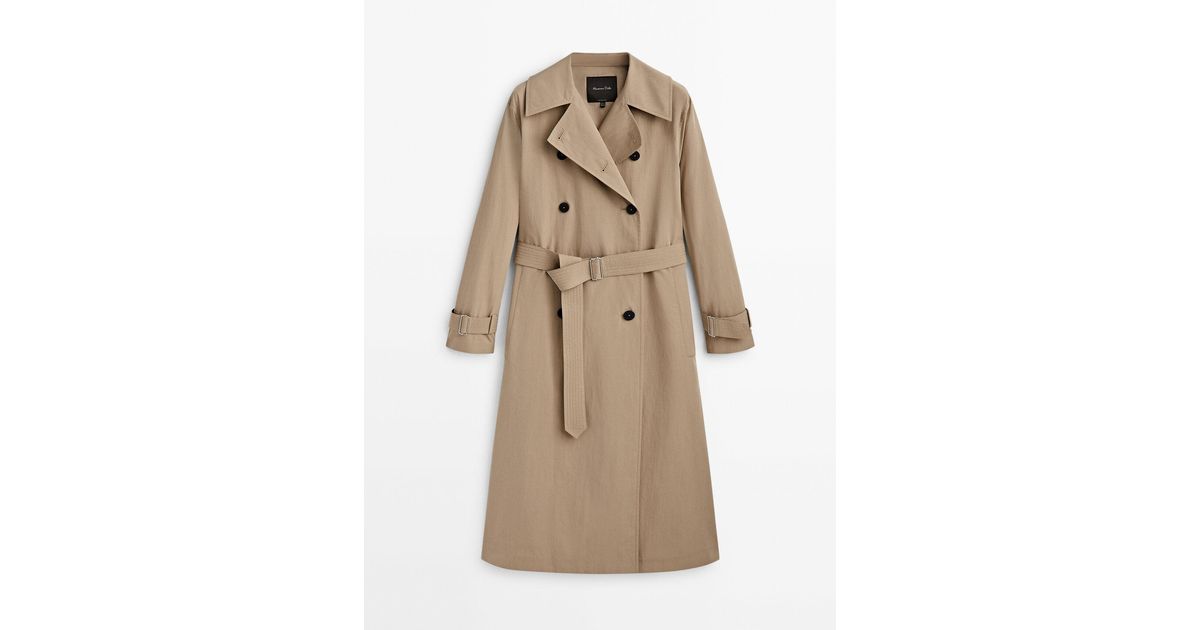 MASSIMO DUTTI Technical Trench Coat With Belt in Natural | Lyst