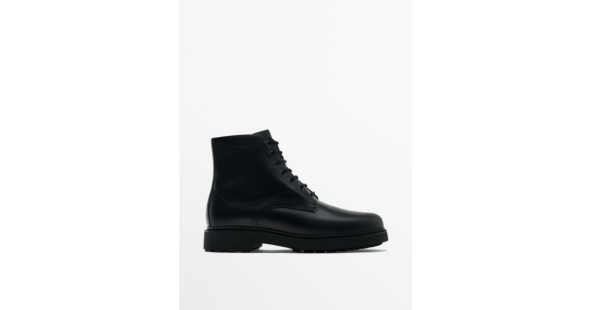 MASSIMO DUTTI Leather Boots in Black for Men | Lyst