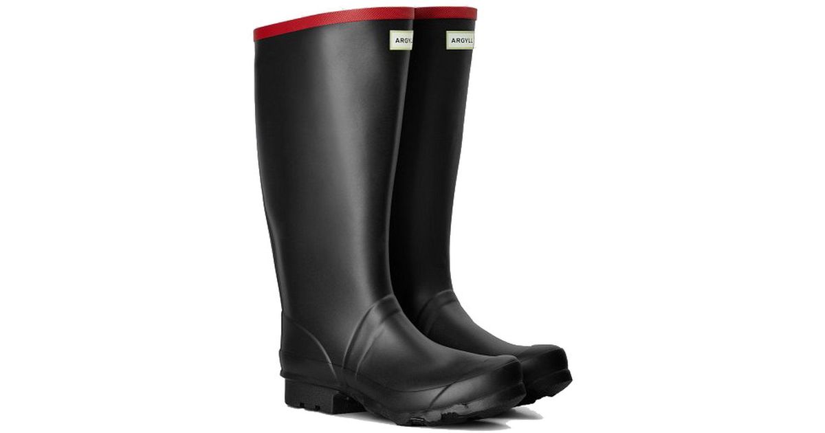 HUNTER Rubber Argyll Full Knee Neoprene Wellies Rain Boots in Black - Save 30% - Lyst