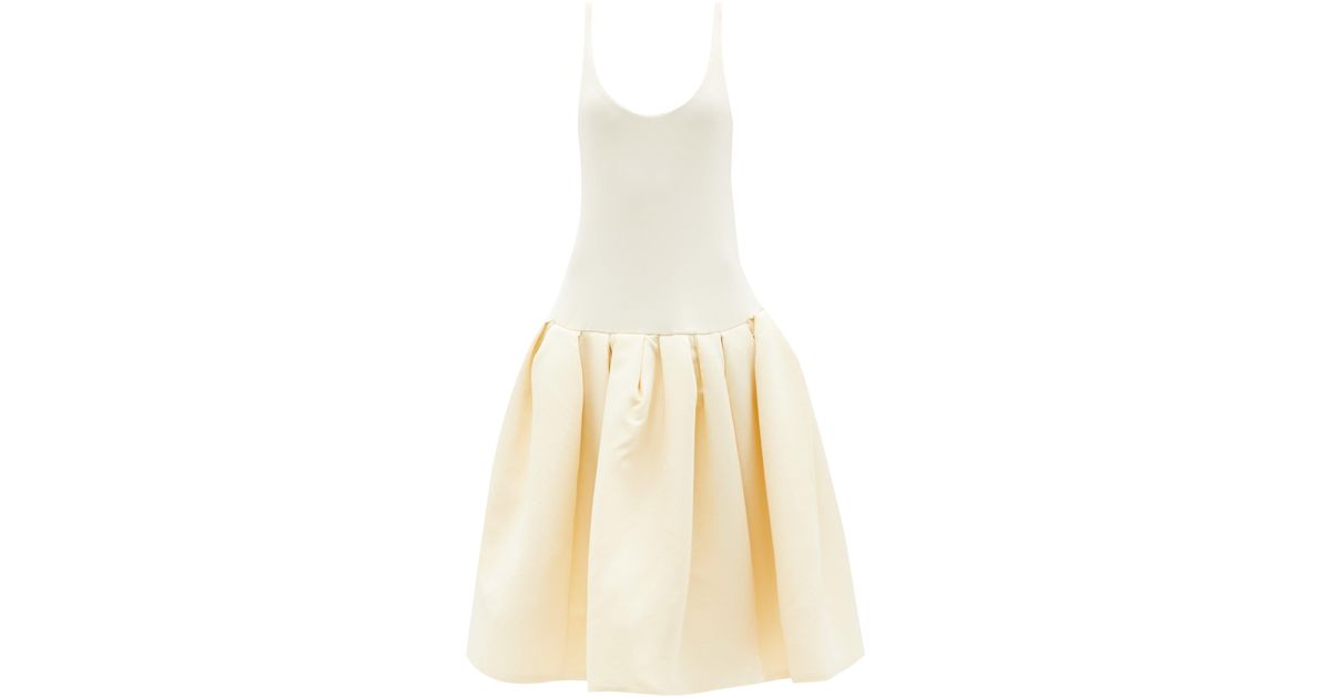 Khaite Lynette Jersey And Faille Drop-waist Dress in Cream (Natural) - Lyst