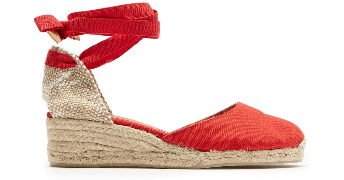 Castaner Carina 30 Canvas And Jute Espadrille Wedges in Red - Lyst