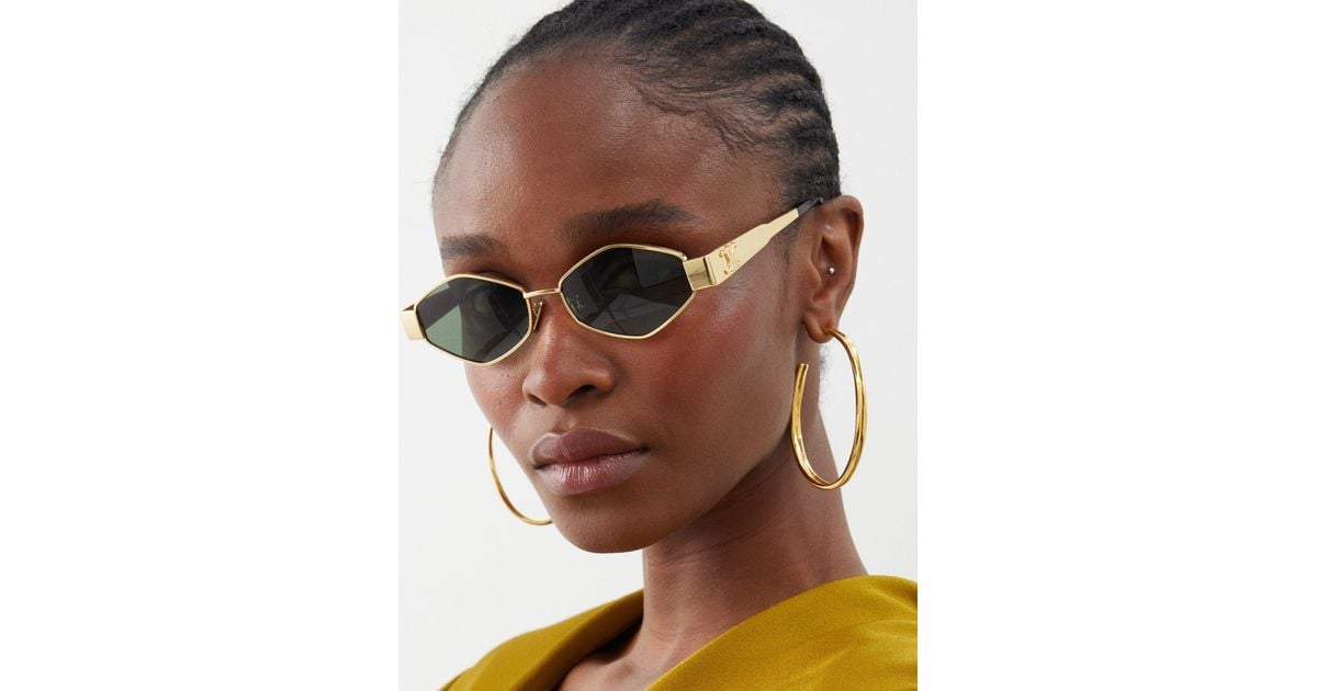 Celine Hexagonal Metal Sunglasses in Green Lyst