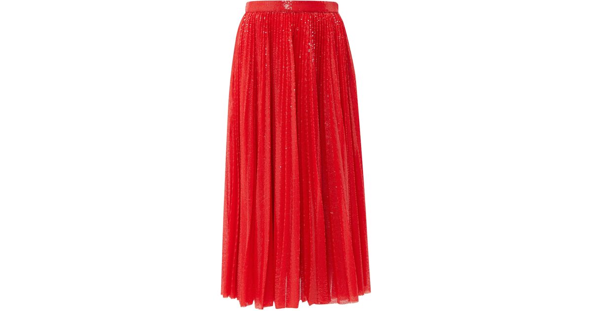 red sequin maxi skirt