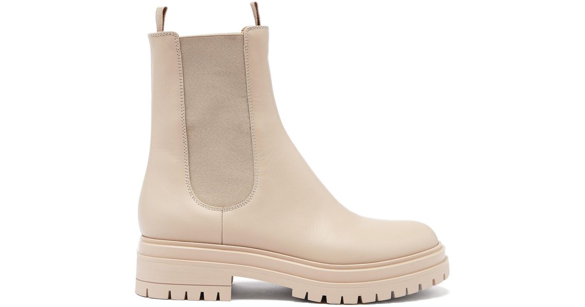 Gianvito Rossi Chester Trek-sole Leather Chelsea Boots in Light Beige ...