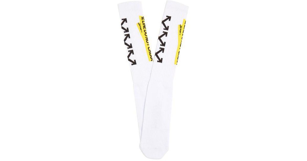Off White NWT White Yellow Firetape Socks 