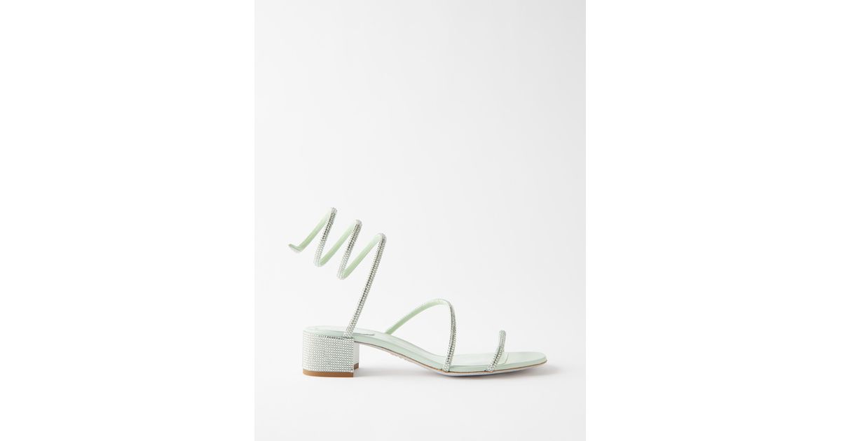 rene-caovilla-cleo-35-crystal-embellished-satin-sandals-in-white-lyst
