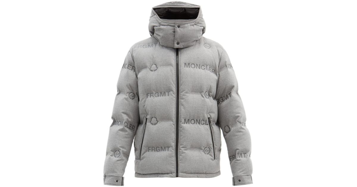 7 MONCLER FRAGMENT Logo-print Quilted Down Jacket in Gray for Men 