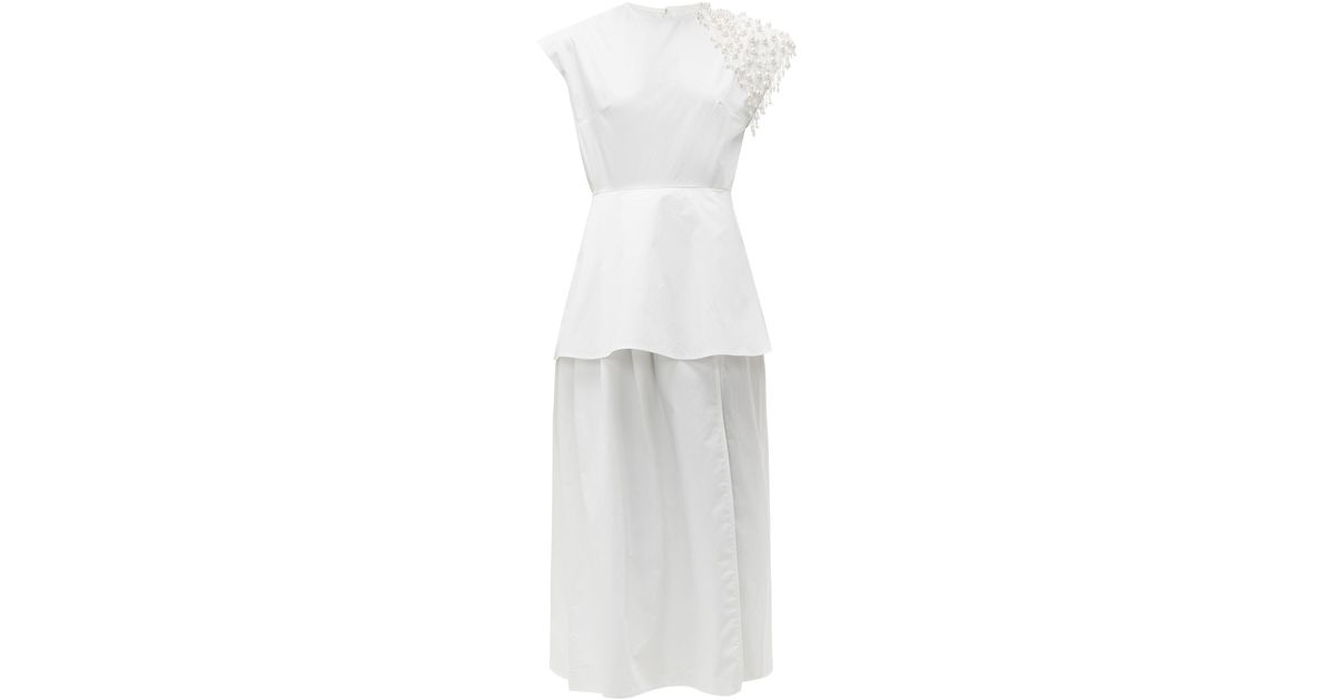 white pearl embellished dress