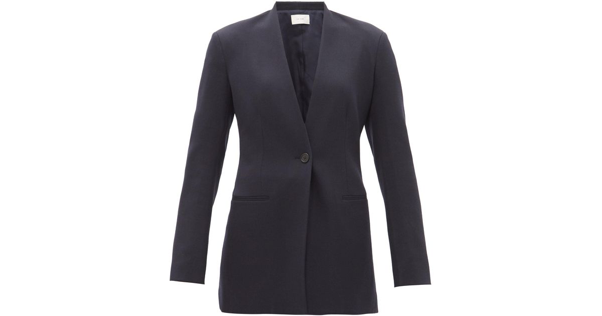 The Row Wool Roleen Hourglass-waist Twill Suit Jacket in Navy (Blue) | Lyst