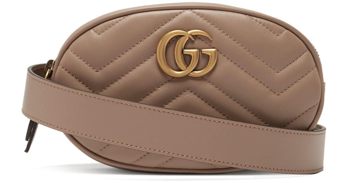Gucci GG Marmont Quilted leather Belt Bag in Brown Lyst