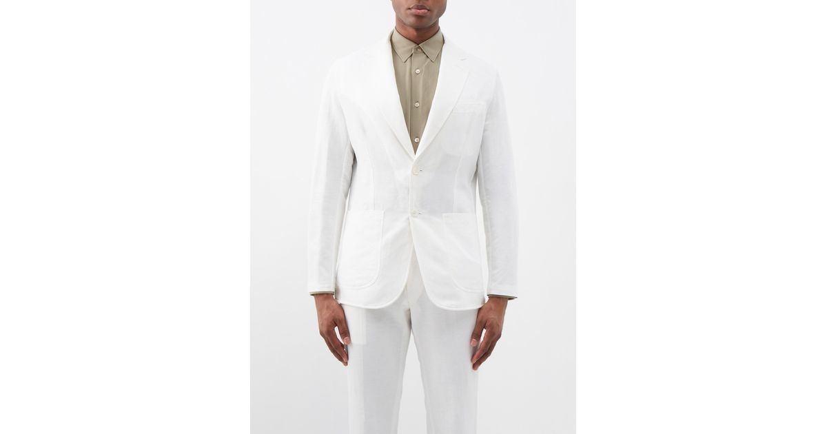 Brioni Unlined Linen-blend Gabardine Suit Jacket in White for Men ...
