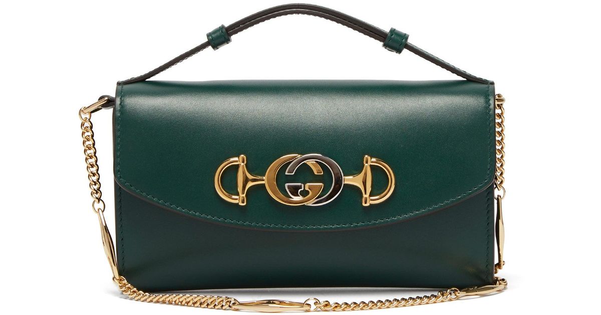 Gucci Zumi Smooth Leather Mini Shoulder Bag in Green Lyst