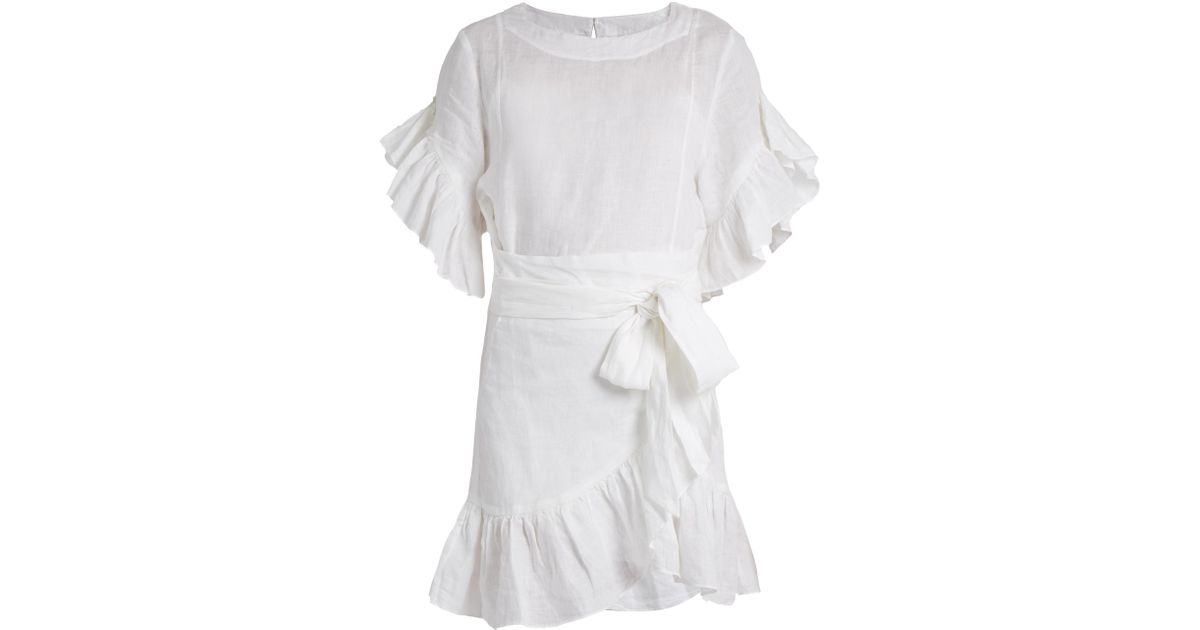 Étoile Isabel Marant Delicia Ruffled Linen Mini Dress in White - Lyst