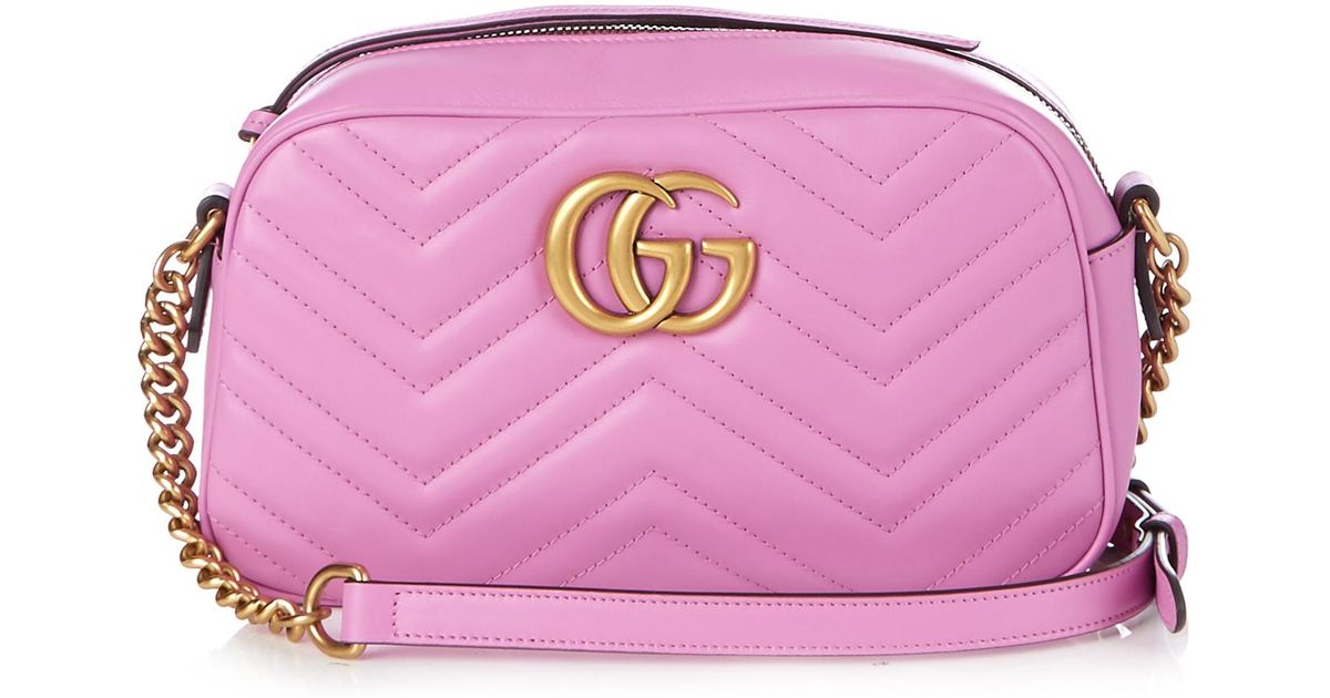 Gucci Gg Marmont Small Quiltedleather Crossbody Bag in Pink Lyst