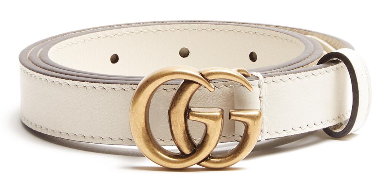 Gucci Gglogo 2cm Leather Belt in Cream (Natural) Lyst