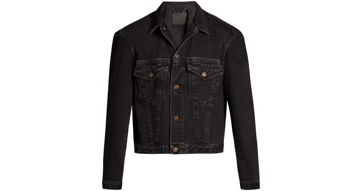 Balenciaga Exaggerated-shoulder Cropped Denim Jacket in Black for Men ...