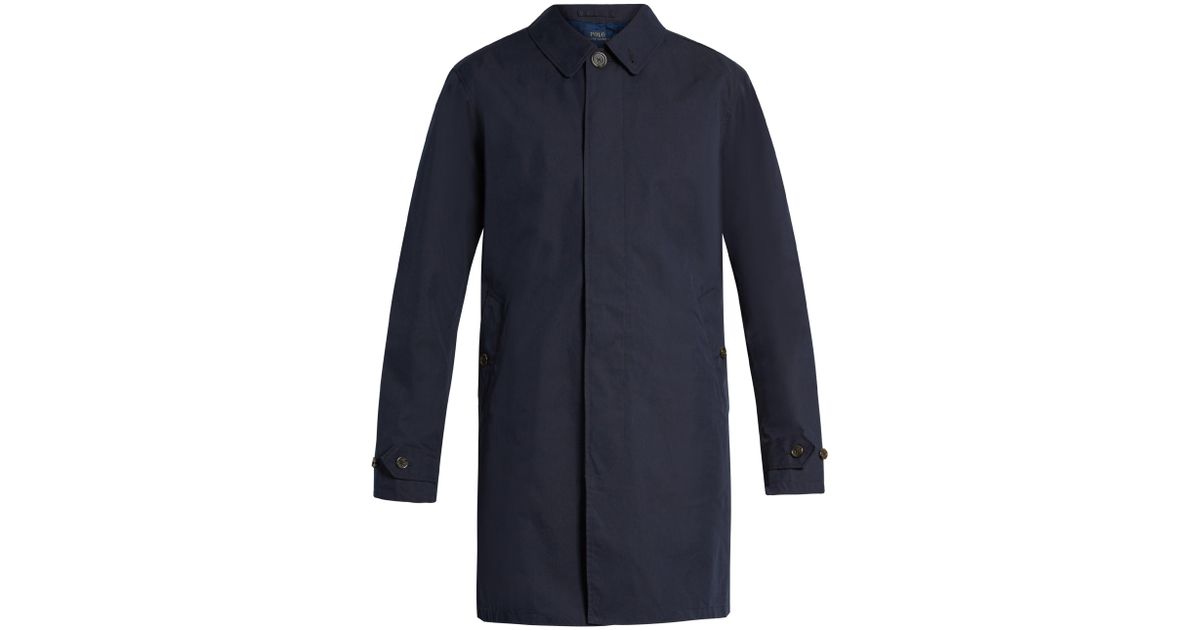 Polo Ralph Lauren Single-breasted Cotton-blend Trench Coat in Blue for Men | Lyst