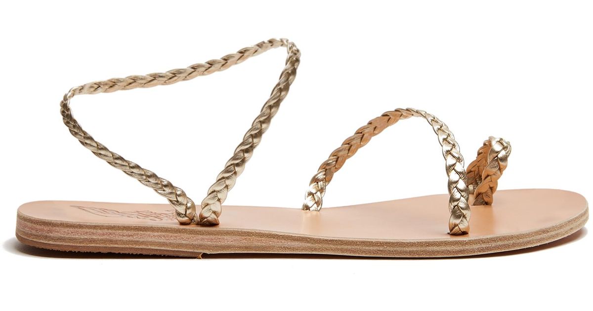 Ancient Greek Sandals Eletheria Plaitedleather Sandal in Gold