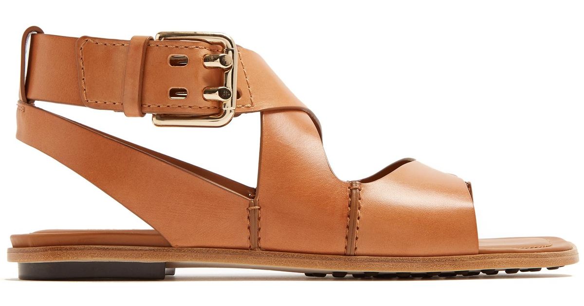 Tod's Crossover-strap Leather Sandals in Light Tan (Brown) - Lyst
