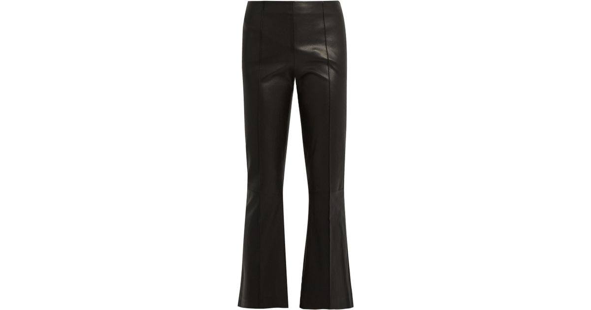 The Row Becca Kick flare Leather Trousers in Black Lyst