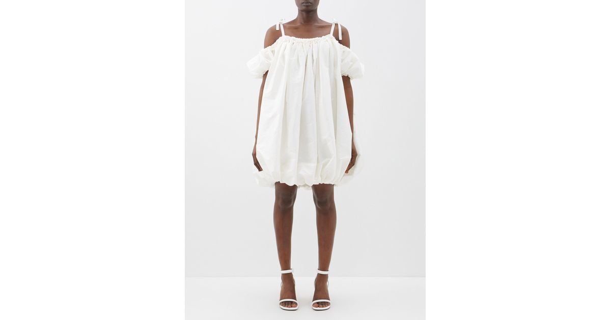 THE MEANING WELL Juliette Bubble-hem Taffeta Mini Dress in White | Lyst