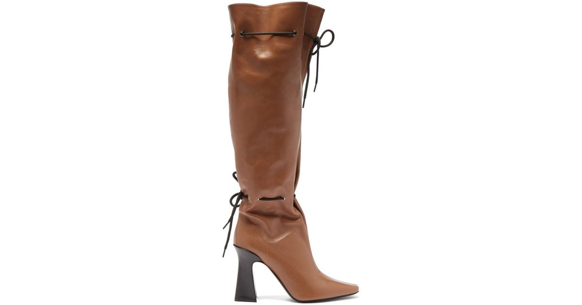 drawstring knee high boots