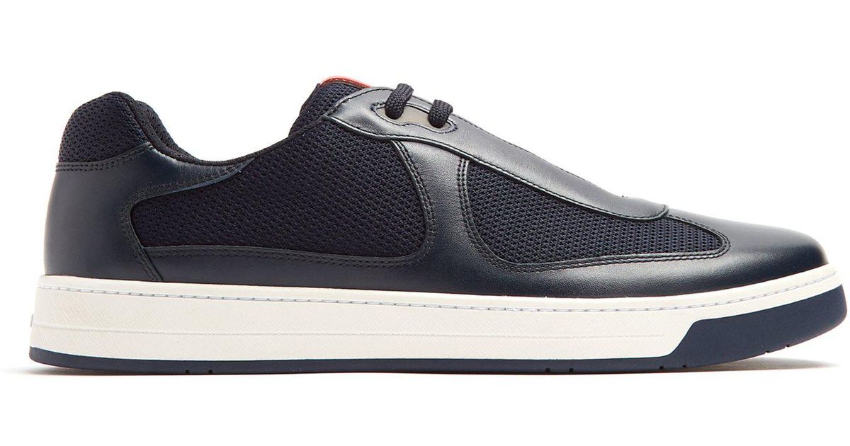 Prada Leather Nevada Bike Low-top Trainers in Navy (Blue) for Men | Lyst