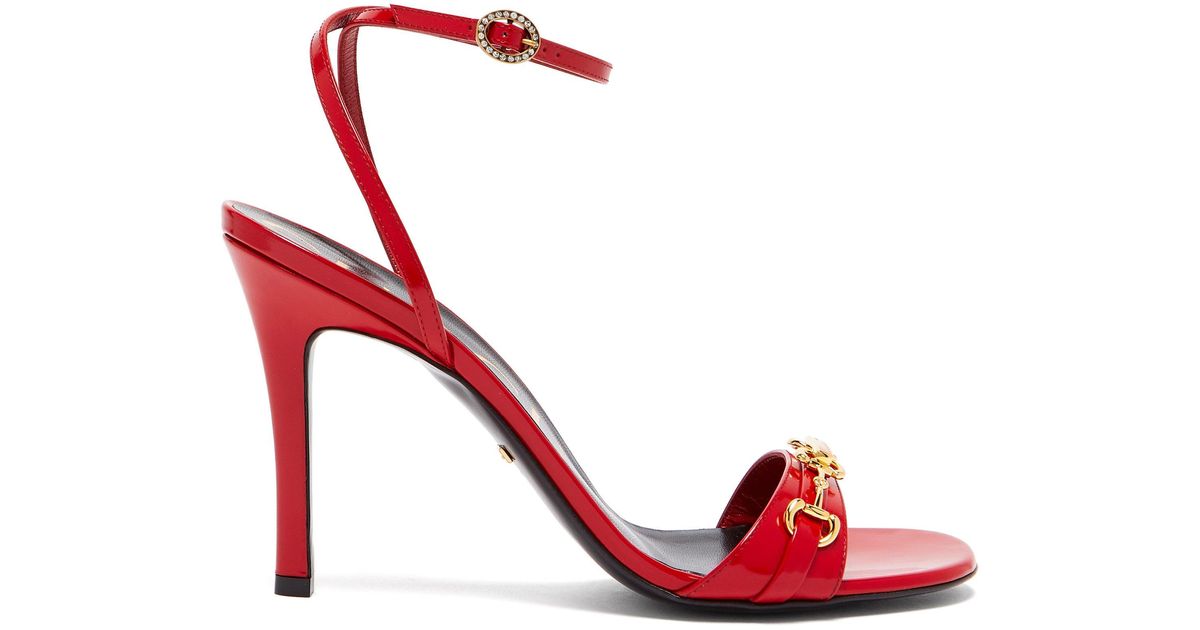 Gucci Leather Sandals With Horsebit in Red Lyst