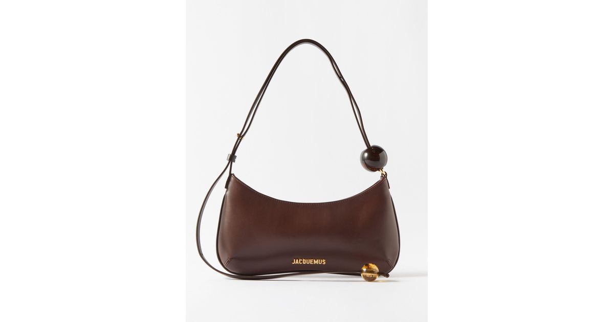 Jacquemus Bisou Perle Leather Shoulder Bag in Brown | Lyst Canada