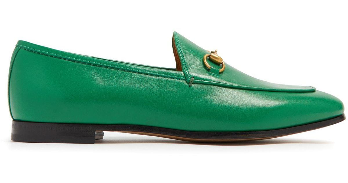 Gucci Jordaan Leather Loafers in Green Lyst