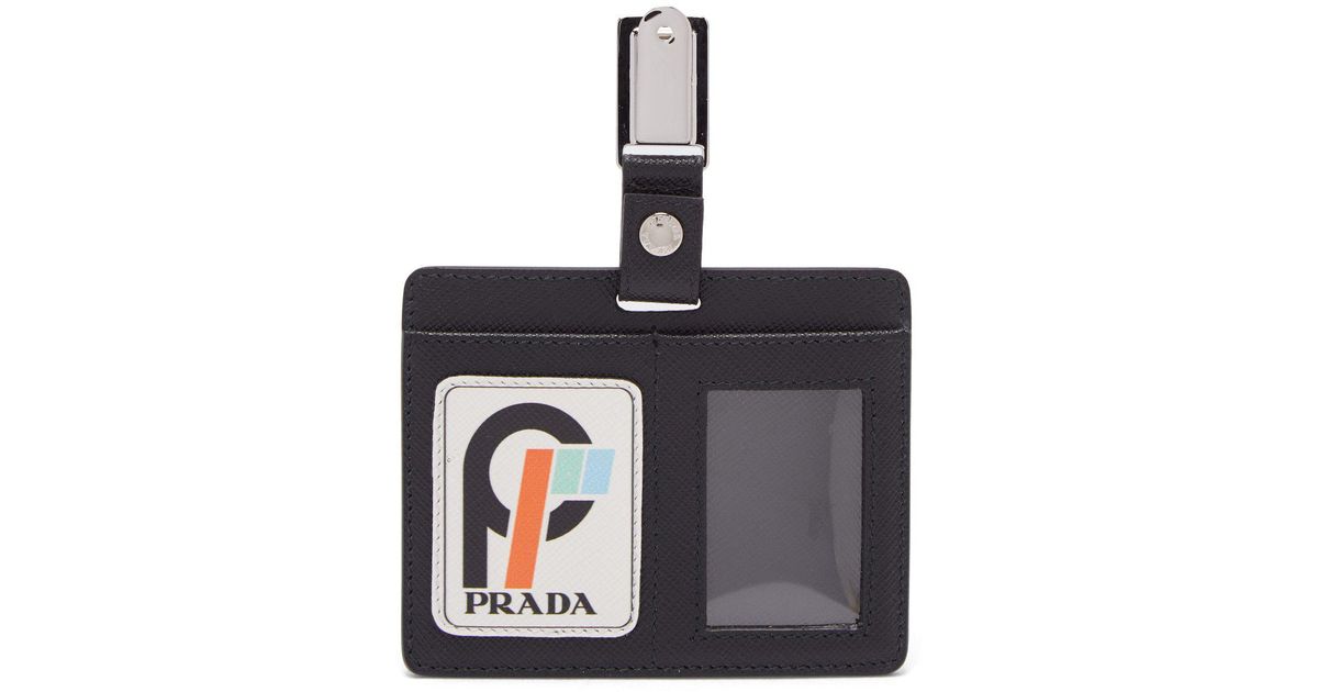 Prada Leather Clip Badge in Black White (Black) for Men | Lyst